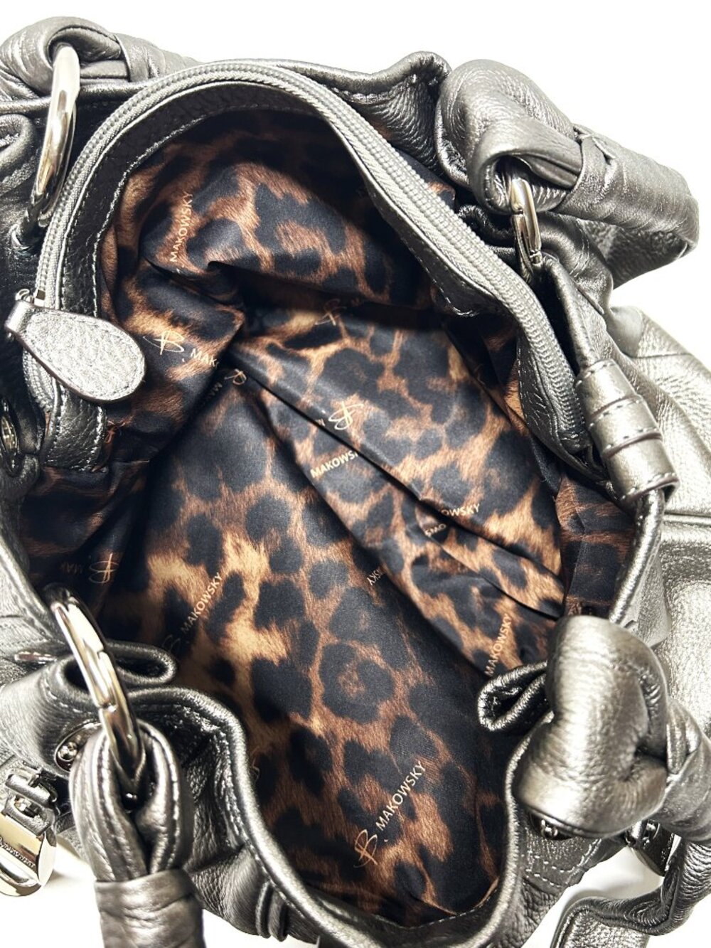 B.Makowsky silver pebble leather shoulder bag - Picture 10 of 16